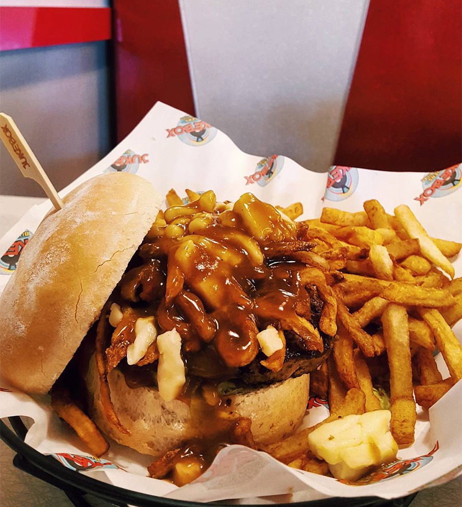 Poutine Burger Drizzling Awesome Burger Montreal Quebec